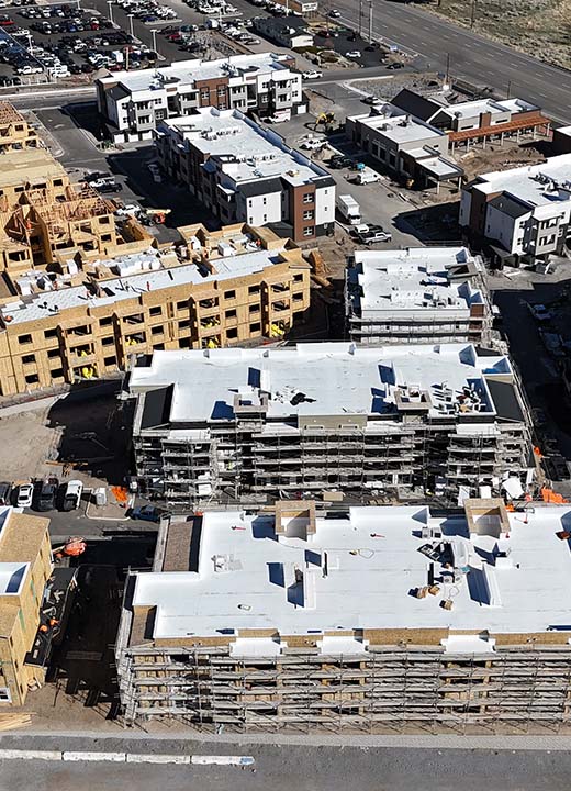 Aerial view of Elysium Apartments in South Reno, Nevada under construction.